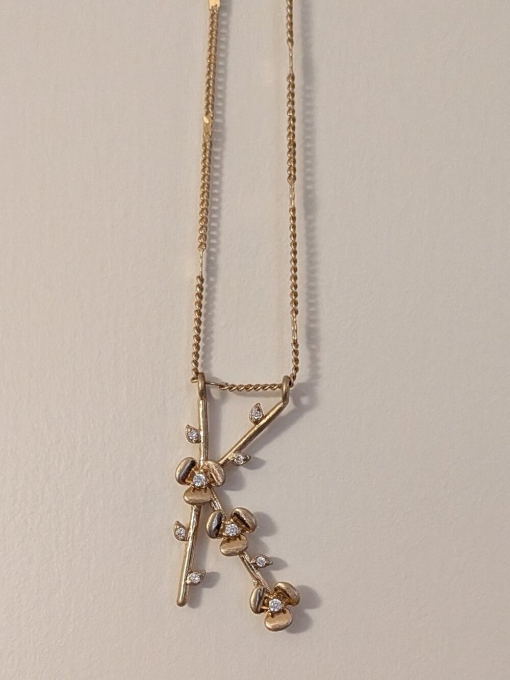 Anthropologie Floral Monogram Necklace Letter K